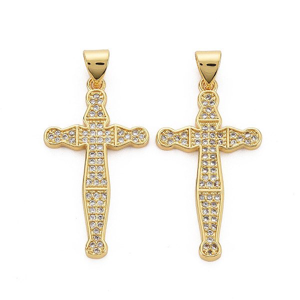 

PandaHall Brass Micro Pave Clear Cubic Zirconia Pendants, Nickel Free, Cross, Real 16K Gold Plated, 30x16.5x2mm, Hole: 3x4.5mm Brass+Cubic...