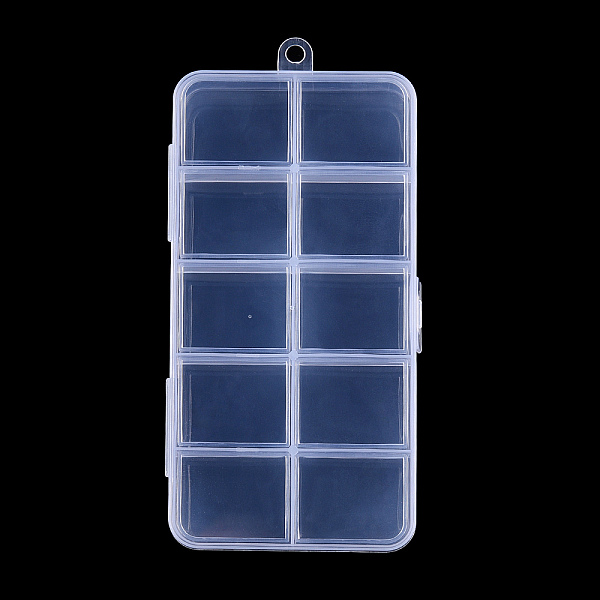 

PandaHall Plastic Bead Storage Containers, 10 Compartments, Rectangle, Clear, 12.8x6.7x1.7cm, Hole: 5mm, compartment: 24x30mm Plastic...