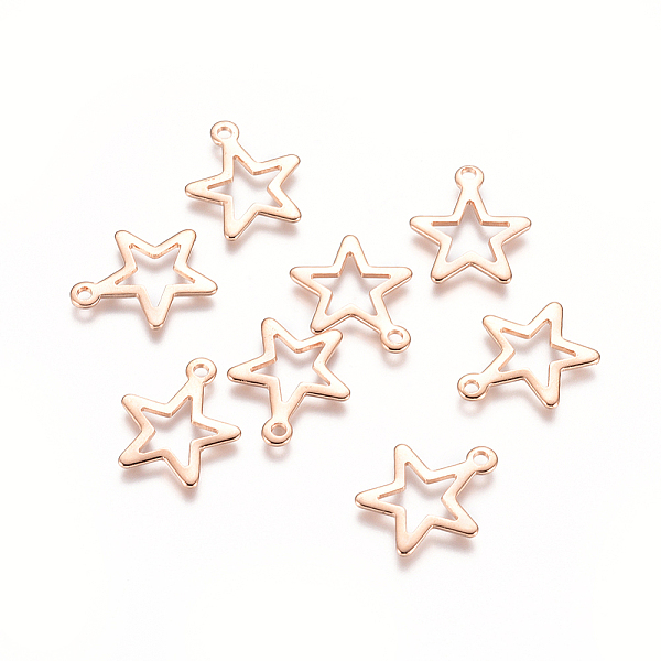 

PandaHall 304 Stainless Steel Pendants, Star, Hollow, Rose Gold, 15x13x1mm, Hole: 1.4mm 304 Stainless Steel Star