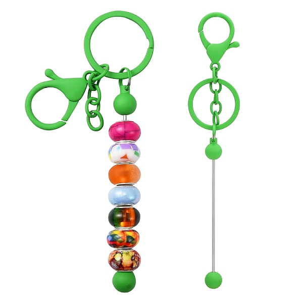 

PandaHall Baking Painted Alloy and Brass Bar Beadable Keychain for Jewelry Making DIY Crafts, with Lobster Clasps, Lime Green, 15.8x2.4cm...
