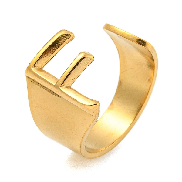 

PandaHall Vacuum Plating 201 Stainless Steel Cuff Rings, Letter F, Inner Diameter: 18mm 201 Stainless Steel Letter F
