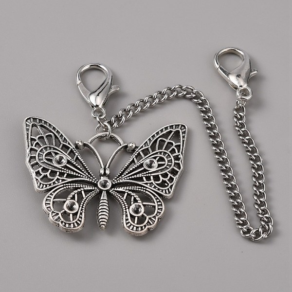 

PandaHall Zinc Alloy Shoe Curb Chains, with Pendant and Lobster Claw Clasps, for Shoe Decoration Accessories, Butterfly Pattern, 169x3.5mm...