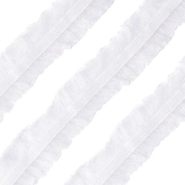 PandaHall Stretch Elastic Fabric Lace Trim, for Sewing, Dress Decoration and Gift Wrapping, White, 1-1/8 inch(28mm), about 10m/card...