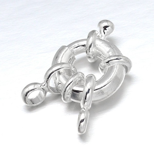 

PandaHall Brass Spring Clasps, Silver, 12.5~13x6mm, Tube Bails: 9x5x1.5mm, Hole: 2.5mm Brass