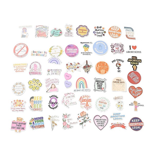 

PandaHall 50Pcs 50 Styles Maintain Feminist Graffiti Paper Stickers Set, Self Adhesive Decals, for Water Bottles, Laptop, Luggage, Cup..., Multicolor