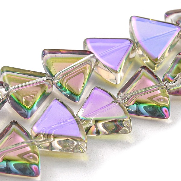 

PandaHall Half Rainbow Plated Electroplate Transparent Glass Beads Strands, Fan, Medium Orchid, 8x10.5x4mm, Hole: 1mm, about 80pcs/strand...