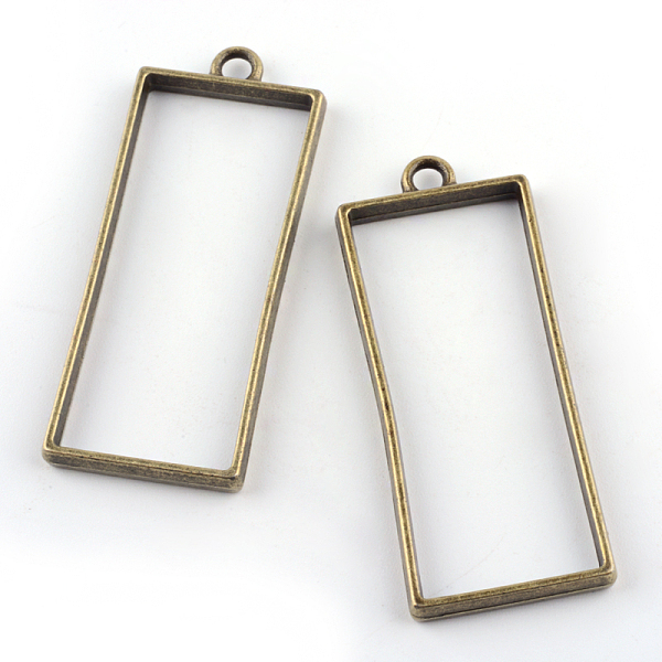 

PandaHall Rack Plating Alloy Rectangle Open Back Bezel Pendants, For DIY UV Resin, Epoxy Resin, Pressed Flower Jewelry, Cadmium Free &...