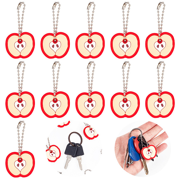 

PandaHall GOMAKERER 30Pcs PVC Anti-Lost Key Sleeve Pendant Decorations, with Iron Ball Chains, Key Identifier Caps, Apple, 63mm, Pendant...