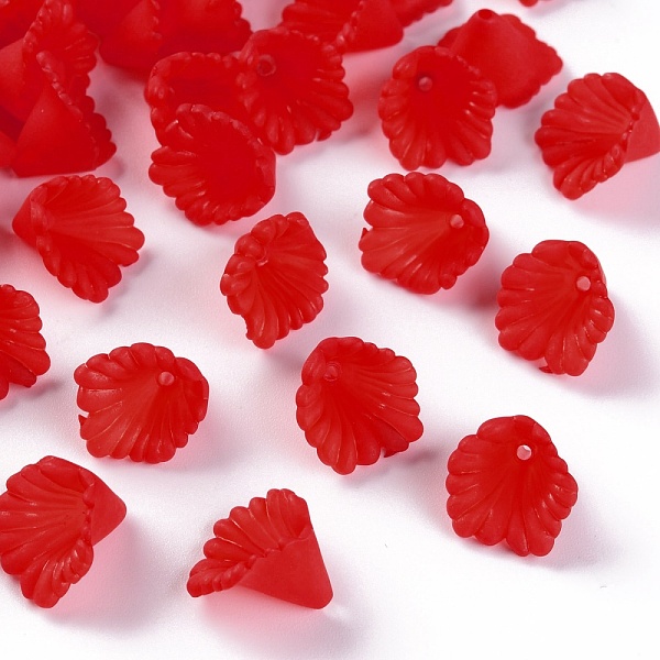 

PandaHall Frosted Acrylic Bead Caps, Flower, Red, 12x12x9mm, Hole: 1.2mm, about 1700pcs/500g Acrylic Red