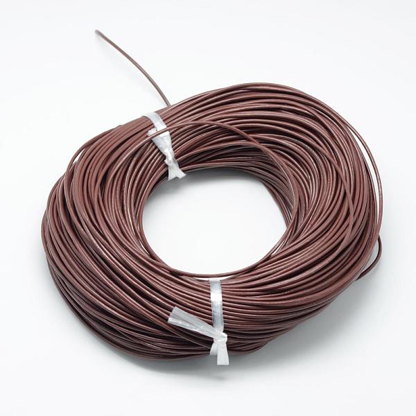 

PandaHall Spray Painted Cowhide Leather Cords, Saddle Brown, 2.0mm, about 100yards/bundle(300 feet/bundle) Cowhide Round Brown