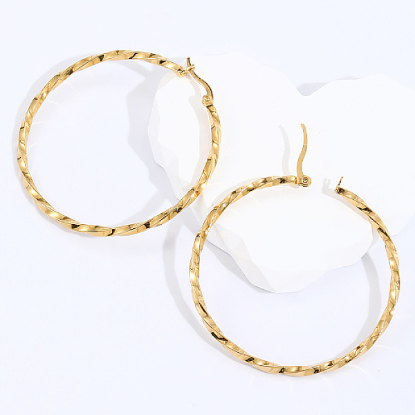 

PandaHall Stainless Steel Hoop Earrings for Women, Twist Ring, Golden, No Size Stainless Steel Ring