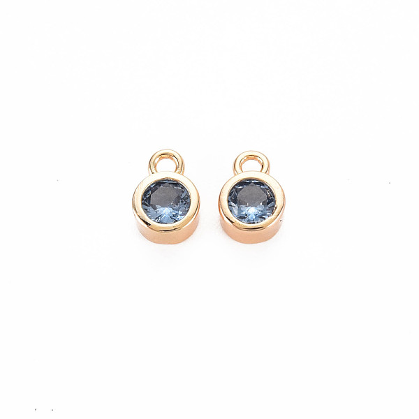 

PandaHall Brass Charms, with Rhinestone, Nickel Free, Real 18K Gold Plated, Flat Round, Aquamarine, 8x5x3mm, Hole: 1.4mm Brass+Rhinestone..., Cyan