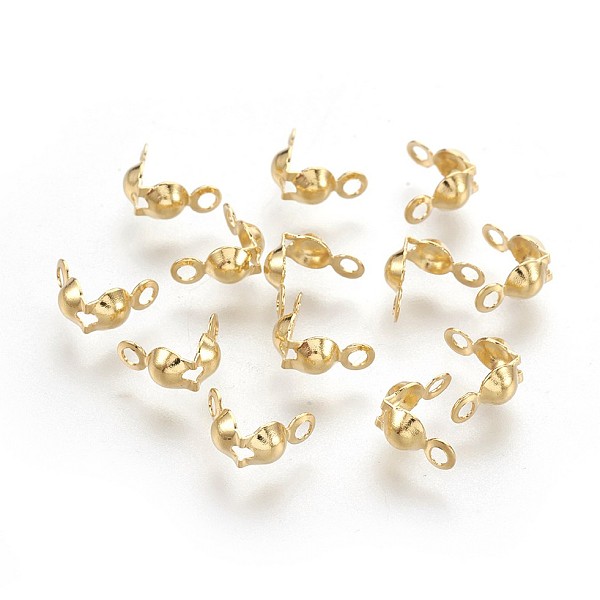 

PandaHall 304 Stainless Steel Bead Tips, Calotte Ends, Clamshell Knot Cover, Real 18k Gold Plated, 8x4mm, Hole: 1.2mm 304 Stainless Steel