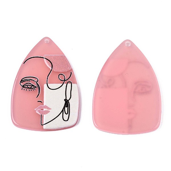 

PandaHall Translucent Cellulose Acetate(Resin) Pendants, 3D Printed, Triangle with Woman, Salmon, 41x28x2.5mm, Hole: 1.5mm Cellulose Acetate..., Red