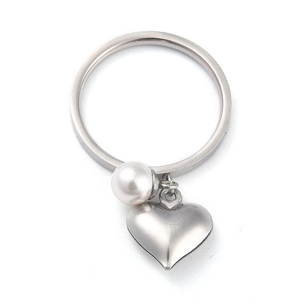 

PandaHall Dual-use Items, 304 Stainless Steel Finger Rings or Pendants, with Plastic Round Beads, Heart, White, Stainless Steel Color, US...