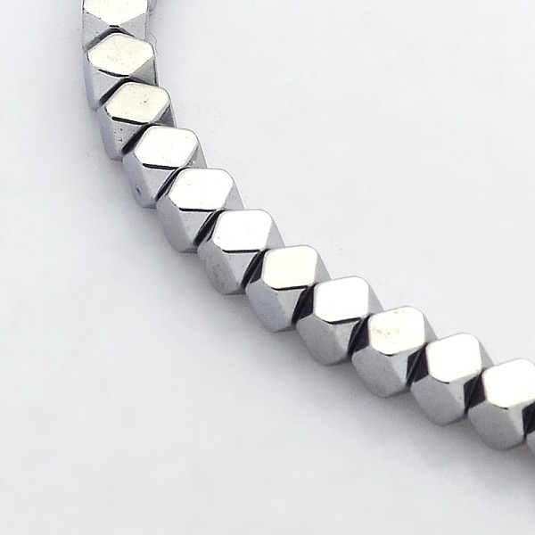 

PandaHall Electroplate Non-magnetic Synthetic Hematite Beads Strands, Faceted Cube, Platinum Plated, 4x4x4mm, Hole: 1mm, about 103pcs/strand...