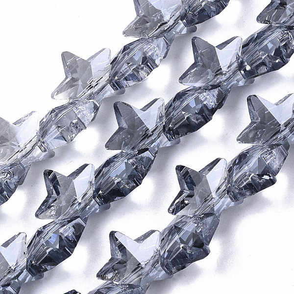 

PandaHall Electroplate Glass Beads Strands, Star, Rainbow Plated, 9.5x10x5.5mm, Hole: 0.9mm, about 103pcs/strand, 25.20 inch(64cm) Glass..., Gray