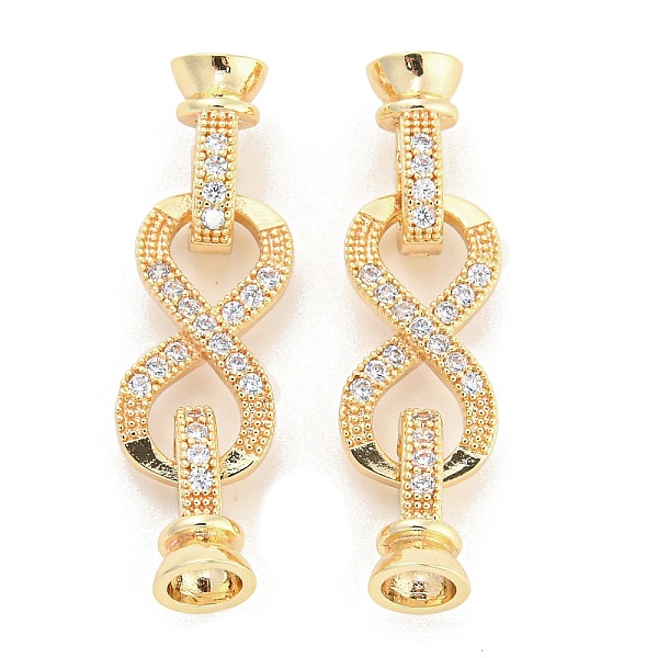 

PandaHall Rack Plating Brass Pave Clear Cubic Zirconia Fold Over Clasps, Cadmium Free & Lead Free, Infinity, Real 14K Gold Plated, Infinity...