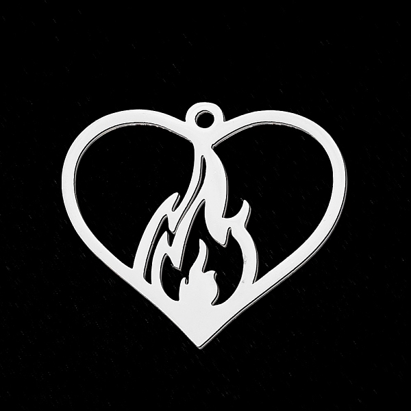 

PandaHall 201 Stainless Steel Pendants, Laser Cut, Heart with Flame, Stainless Steel Color, 25.5x28x1mm, Hole: 1.8mm 201 Stainless Steel...