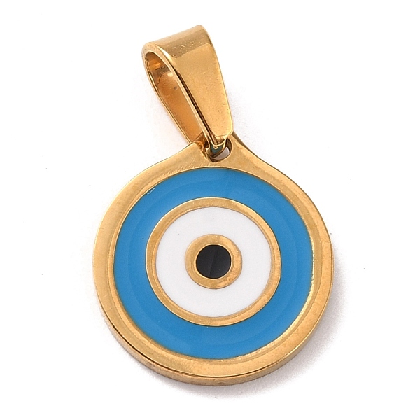 

PandaHall 304 Stainless Steel Enamel Pendants, with 201 Stainless Steel Bails, Flat Round with Eye, Deep Sky Blue, 16.5x15x1.5mm, Hole...