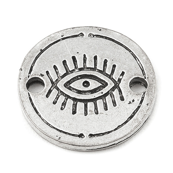 

PandaHall Tibetan Style Alloy Connector Charms, Flat Round, Eye, 16x1.5mm, Hole: 1.8mm Alloy Eye