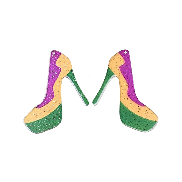 

PandaHall High-Heeled Shoes Shape Acrylic Pendants, with Glitter Powder, Colorful, 49x45x2mm, Hole: 1.5mm Acrylic Shoes