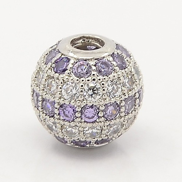

PandaHall Lilac & Clear CZ Jewelry Findings Brass Micro Pave Cubic Zirconia Round Beads, Grade AAA, Lead Free & Cadmium Free & Nickel Free..., Multicolor