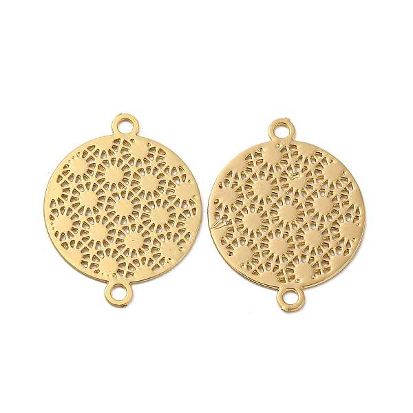 

PandaHall Rack Plating Brass Filigree Connector Charms, Long-Lasting Plated, Flat Round Etched Metal Embellishments, Light Gold, 17x13x0.3mm...