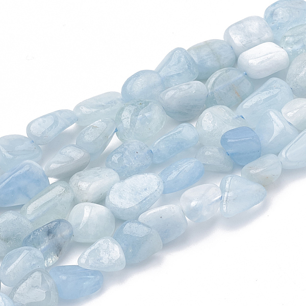 

PandaHall Natural Aquamarine Beads Strands, Tumbled Stone, Nuggets, 3~14x2~9x2.5~8mm, Hole: 1mm, about 50~55pcs/strand, 15.94 inch..., Green