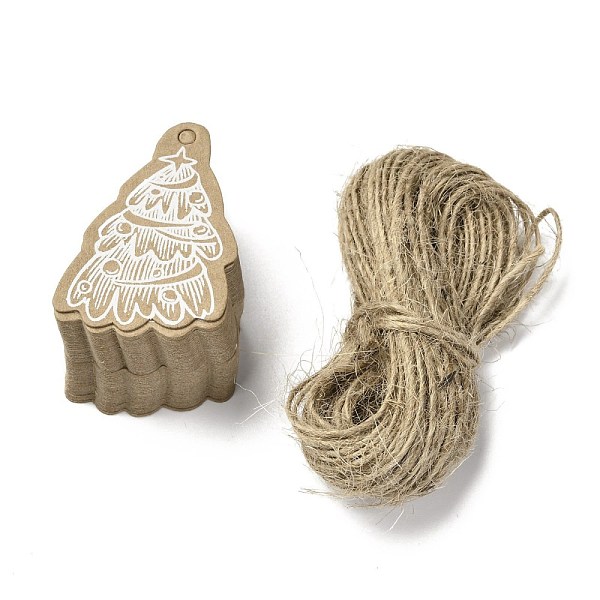 

PandaHall Christmas Theme Kraft Paper Gift Tags, Hang Tags, with Jute Twine, Christmas Tree, BurlyWood, 4.65x3.15x0.05cm, Hole: 3mm, 50pcs..., Orange