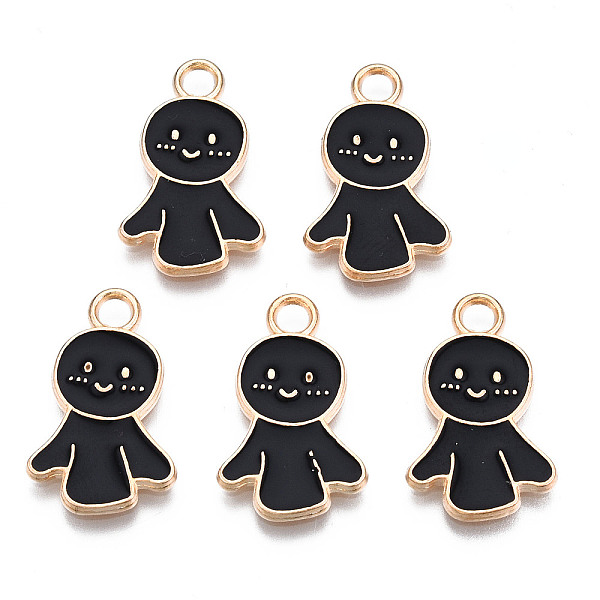 

PandaHall Alloy Enamel Pendants, Cadmium Free & Lead Free, Light Gold, Children, Black, 20x12x1.5mm, Hole: 2mm Alloy+Enamel Human Black