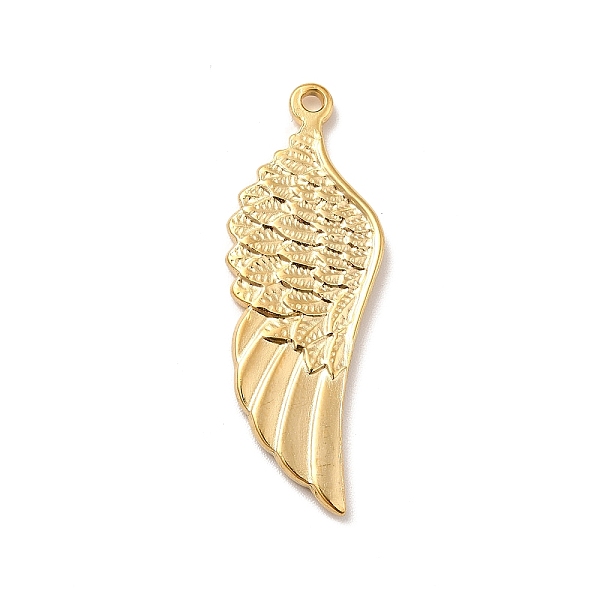 

PandaHall Ion Plating(IP) 304 Stainless Steel Pendants, Wing Charms, Real 18K Gold Plated, 36.5x13x2mm, Hole: 1.6mm 304 Stainless Steel Wing
