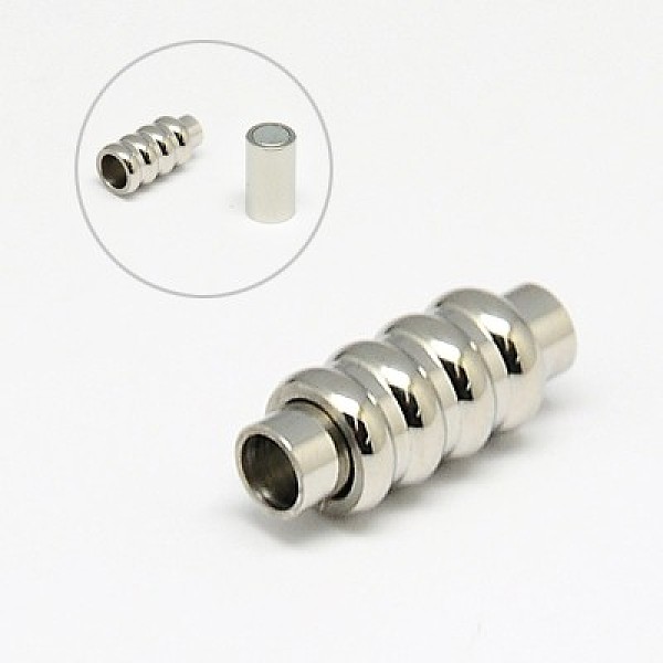 

PandaHall 304 Stainless Steel Magnetic Clasps with Glue-in Ends, Column, Stainless Steel Color, 15mm, Hole: 3mm 304 Stainless Steel Column