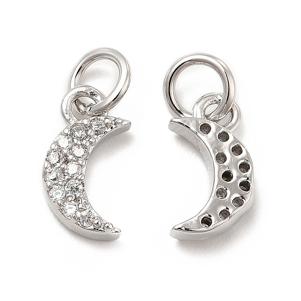 

PandaHall Brass Micro Pave Cubic Zirconia Charms, with Jump Ring, Moon Charm, Platinum, 11x5.8x2.3mm, Hole: 2.5mm Brass+Cubic Zirconia Moon..., Clear