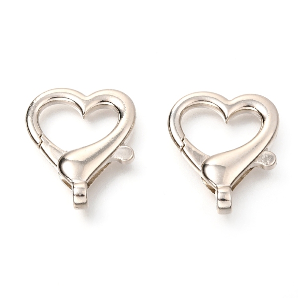 

PandaHall Zinc Alloy Lobster Claw Clasps, Heart, Platinum, 26x22x6mm, Hole: 2mm Alloy Heart