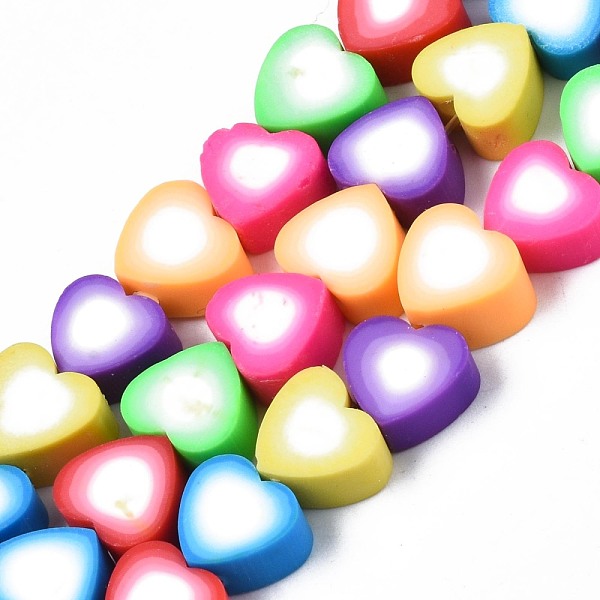 

PandaHall Handmade Polymer Clay Bead Strands, Heart, Colorful, 8x8~9x4~5mm, Hole: 1.5mm, about 40pcs/strand, 12.01 inch~ 12.60 inch...