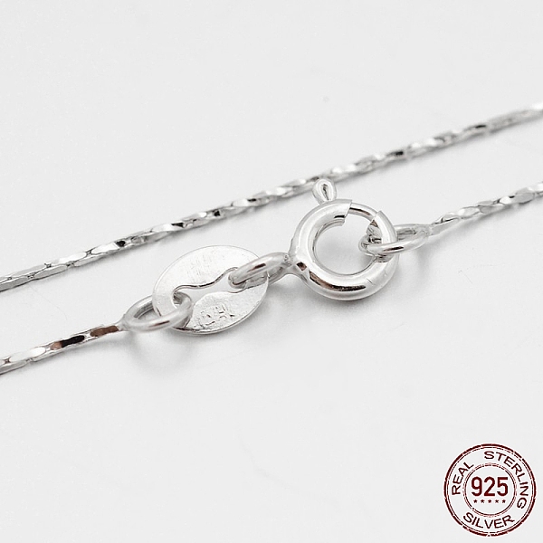 PandaHall Rhodium Plated 925 Sterling Silver Coreana Chain Necklaces, with Spring Ring Clasps, Thin Chain, Platinum, 16 inch, 0.5mm Sterling...