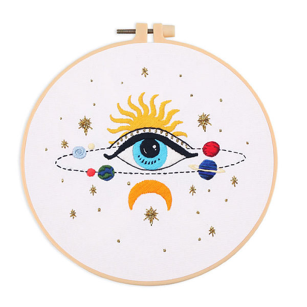 

PandaHall DIY Eye Pattern Embroidery Kits, Included Needle, Threads, Fabric, Needle, Gourd Threader, without Embroidery Hoop, White...