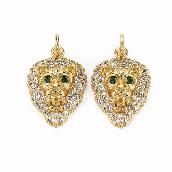 

PandaHall Brass Micro Pave Clear Cubic Zirconia Pendants, Nickel Free, Lion, Real 18K Gold Plated, 19x13.5x6mm, Hole: 3mm, Jump Ring: 5x1mm...