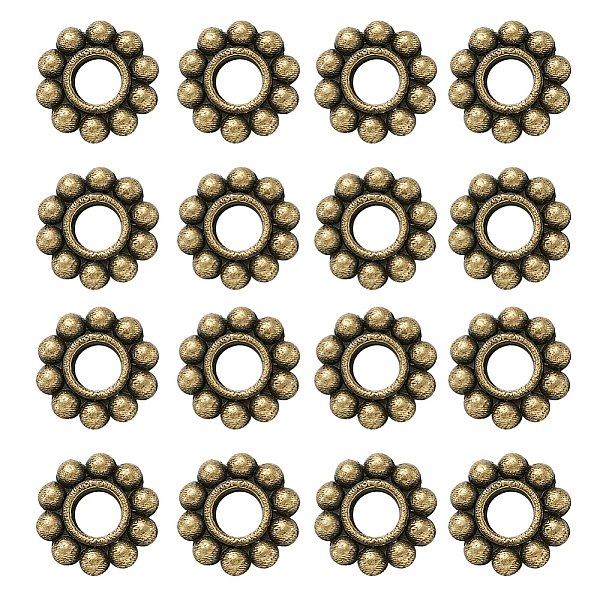

PandaHall Tibetan Style Alloy Spacer Beads, Flower, Antique Bronze, 6.5x1.5mm, Hole: 2mm Alloy Flower