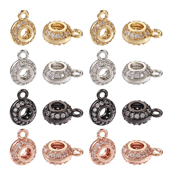 

PandaHall Yilisi 16Pcs 4 Colors Brass Micro Pave Clear Cubic Zirconia Charms, Flat Round Hollow, Mixed Color, 11x8.5x4.5mm, Hole: 1.6mm..., Multicolor