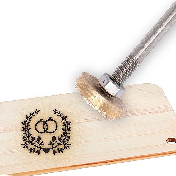 PandaHall Stamping Embossing Soldering Brass with Stamp, for Cake/Wood, Golden, Heart Pattern, 30mm Brass Heart