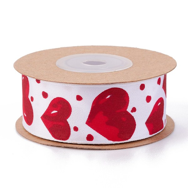 

PandaHall Single Face Polyester Heart Printed Satin Ribbon, Wired Ribbon, for Valentine's Day Gift Packaging, Red, 1 inch(25mm), about 5.46...