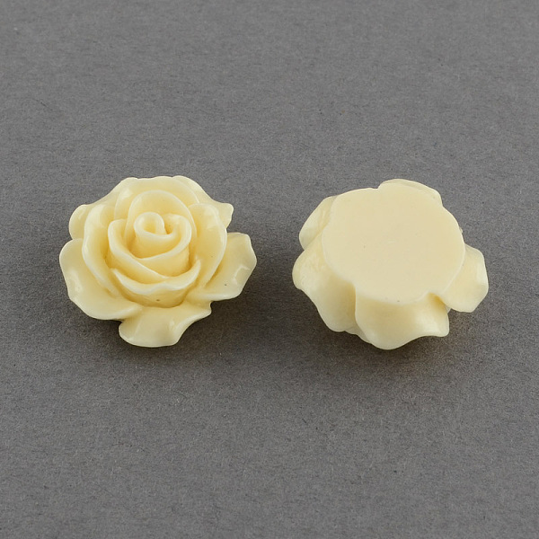 

PandaHall Flat Back Hair & Costume Accessories Ornaments Scrapbook Embellishments Resin Flower Rose Cabochons, Champagne Yellow, 19x8mm...