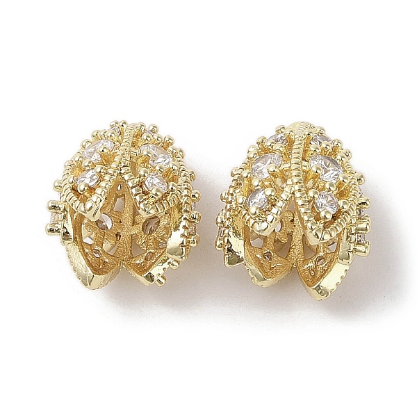 

PandaHall Brass Micro Pave Clear Cubic Zirconia Bead Caps, Flower, Real 18K Gold Plated, 13.5x13mm, Hole: 1mm Brass+Cubic Zirconia Clear