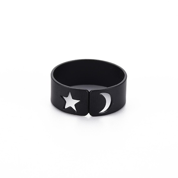 

PandaHall Men's Iron Cuff Finger Rings, Open Rings, Cadmium Free & Lead Free, Star with Moon, Electrophoresis Black, US Size 7 1/4(17.5mm)...