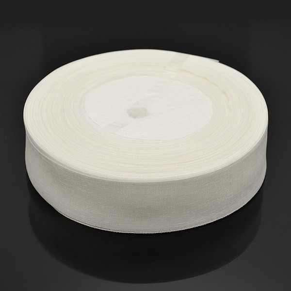 

PandaHall Sheer Organza Ribbon, Wide Ribbon for Wedding Decorative, White, 1 inch(25mm), 50yards/roll(45.72m/roll) Polyester White