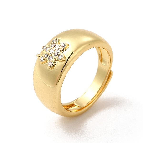

PandaHall Clear Cubic Zirconia Flower Adjustable Ring, Rack Plating Brass Jewelry for Women, Long-Lasting Plated, Cadmium Free & Lead Free...