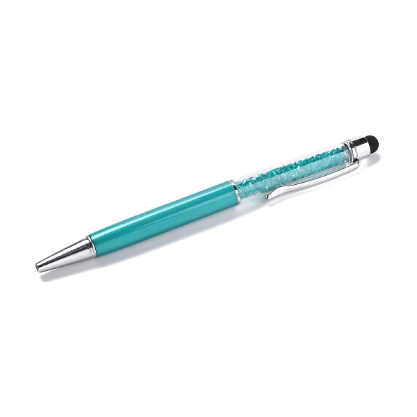 

PandaHall Silicone & Plastic Touch Screen Pen, Aluminum Ball Pen, with Transparent Resin Diamond Shape Beads, Dark Turquoise, 146x13x10mm...