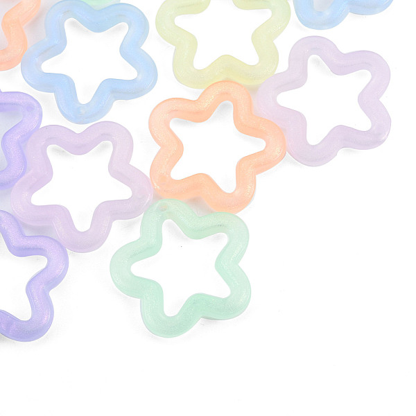 

PandaHall Transparent Luminous Acrylic Pendants, with Glitter Powder, Star, Mixed Color, 29.5x30.5x5mm, Hole: 1.8mm, about 320pcs/500g..., Multicolor